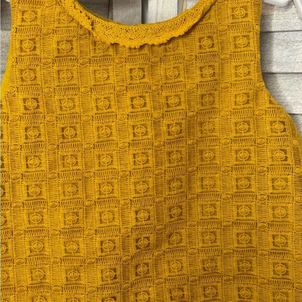 OshKosh B’gosh Mustard Lace Tank Top Girls 4T Boho Cottagecore Sleeveless